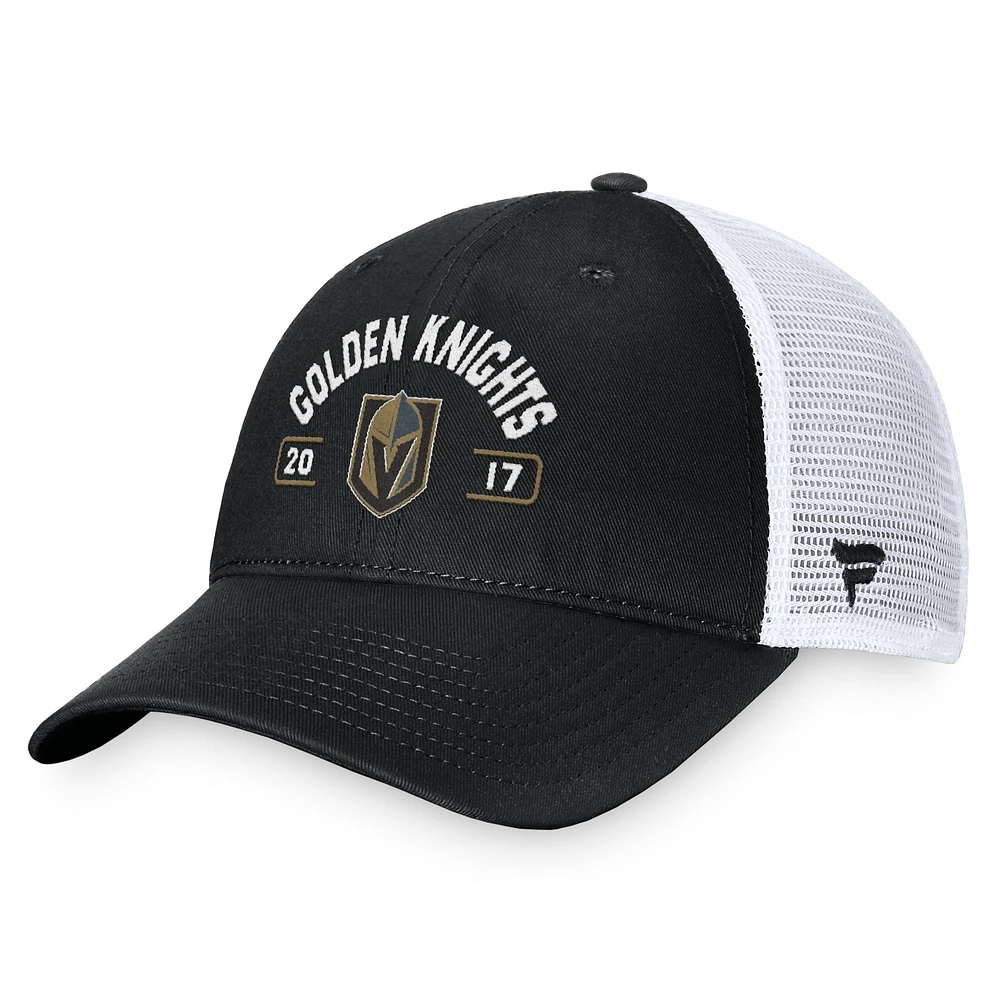 Men's Fanatics Black/White Vegas Golden Knights Free Kick Trucker Adjustable Hat