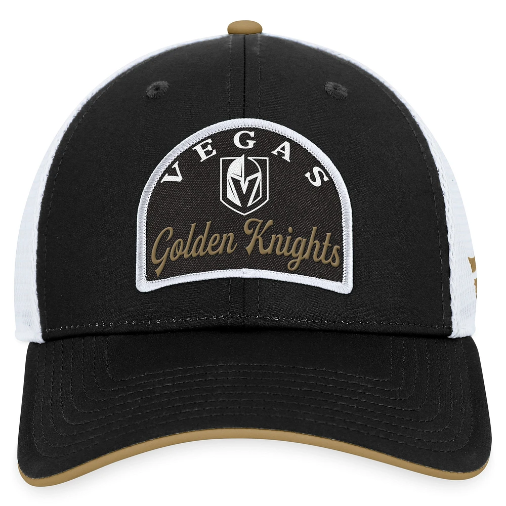 Casquette réglable fondamentale Vegas Golden Knights Fanatics noir/blanc pour hommes