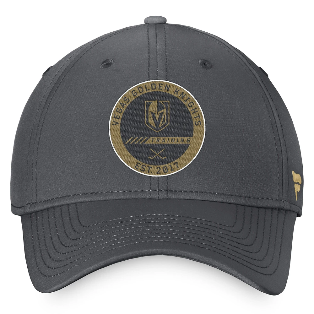 Camp d'entraînement Fanatics Black Vegas Golden Knights 2022 pour hommes - Casquette Pro Flex authentique