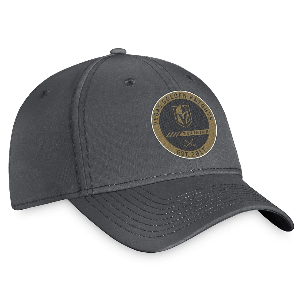 Camp d'entraînement Fanatics Black Vegas Golden Knights 2022 pour hommes - Casquette Pro Flex authentique