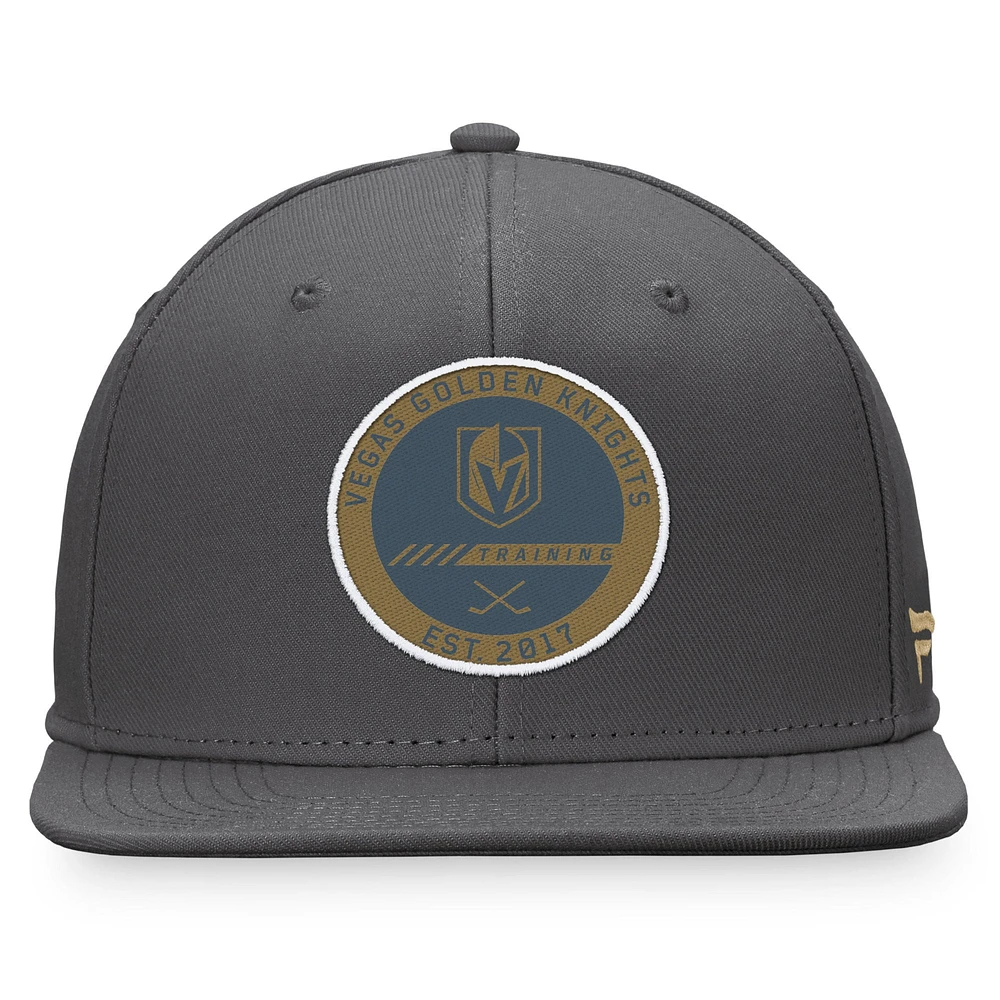 Camp d'entraînement Fanatics Black Vegas Golden Knights 2022 pour hommes - Casquette Snapback Pro authentique