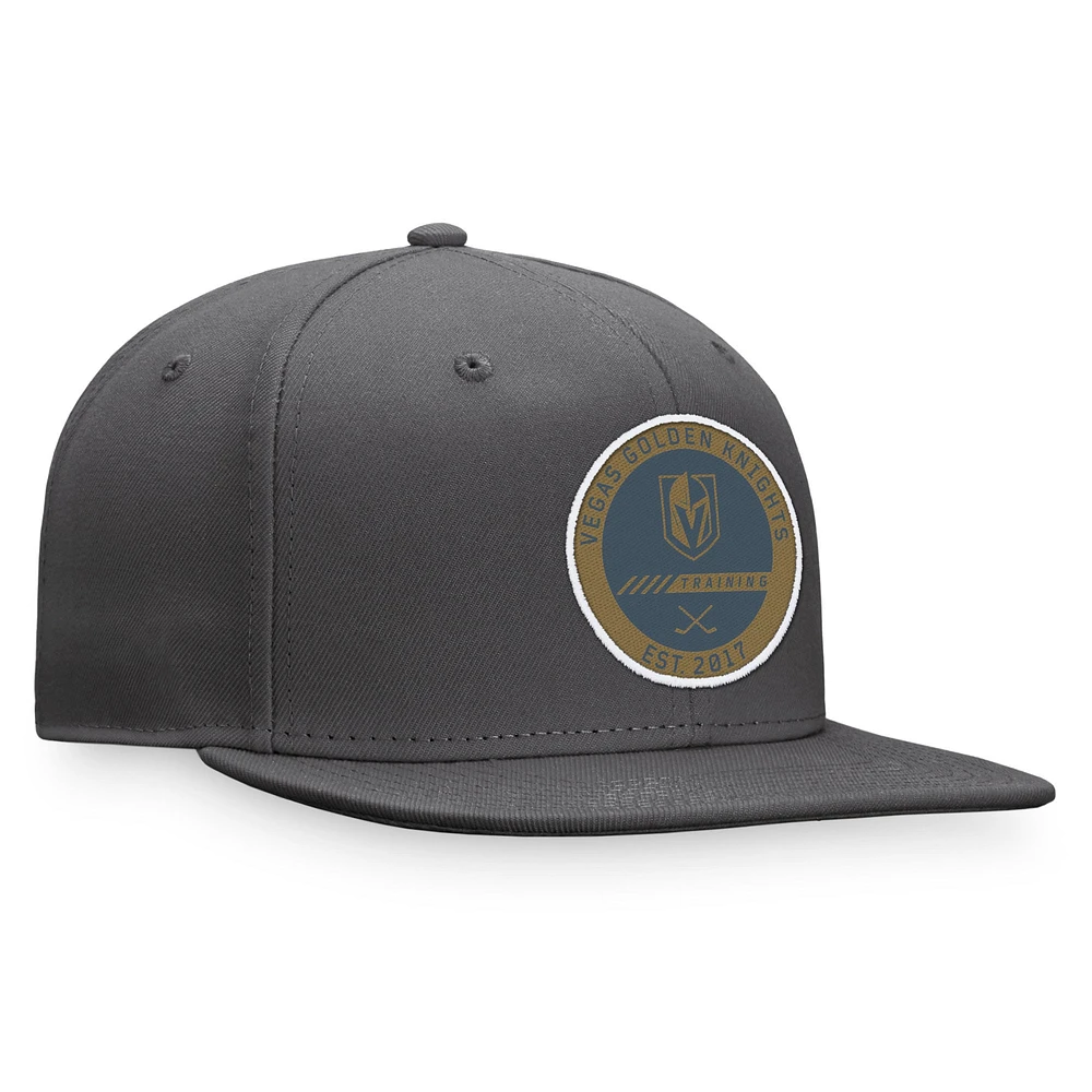 Camp d'entraînement Fanatics Black Vegas Golden Knights 2022 pour hommes - Casquette Snapback Pro authentique