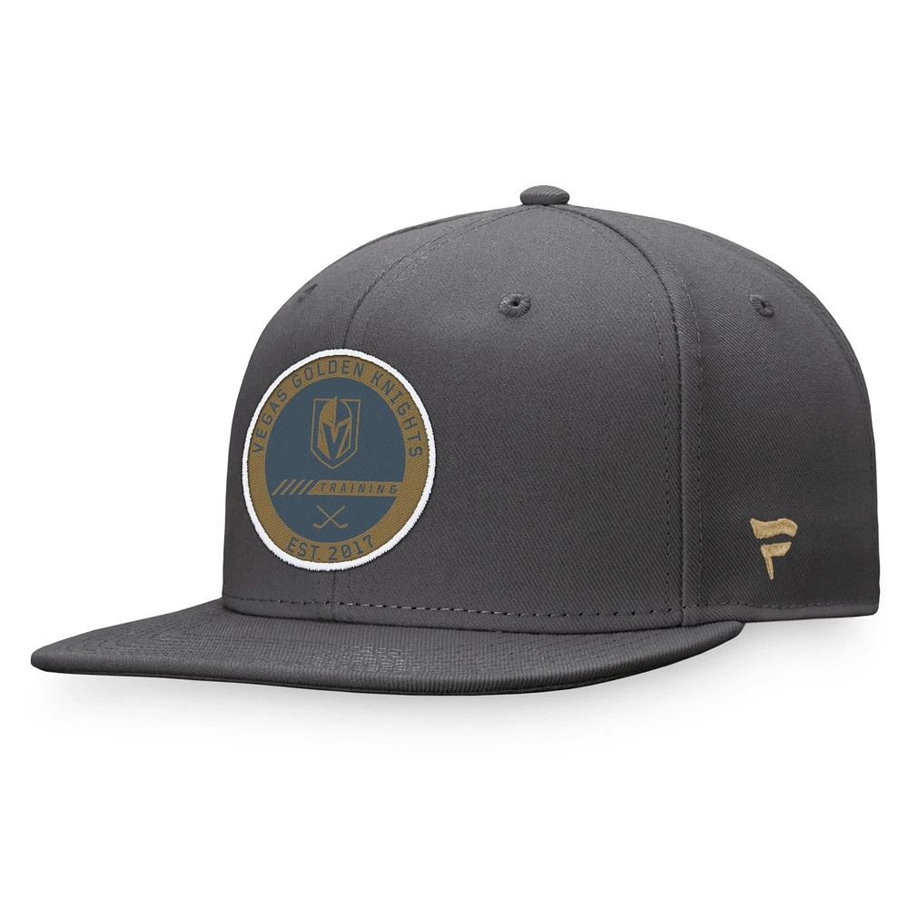 Camp d'entraînement Fanatics Black Vegas Golden Knights 2022 pour hommes - Casquette Snapback Pro authentique