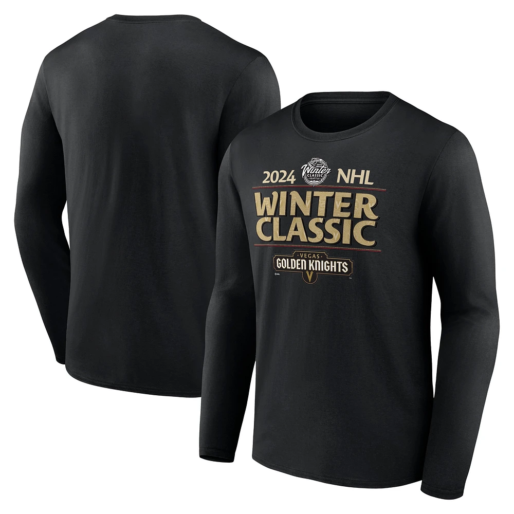 Men's Fanatics Black Vegas Golden Knights 2024 NHL Winter Classic Text Driven Long Sleeve T-Shirt