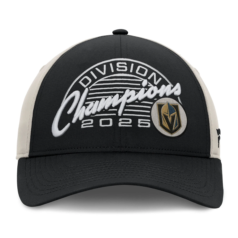 Men's Fanatics Black Vegas Golden Knights 2025 Pacific Division Champions Locker Room Adjustable Hat