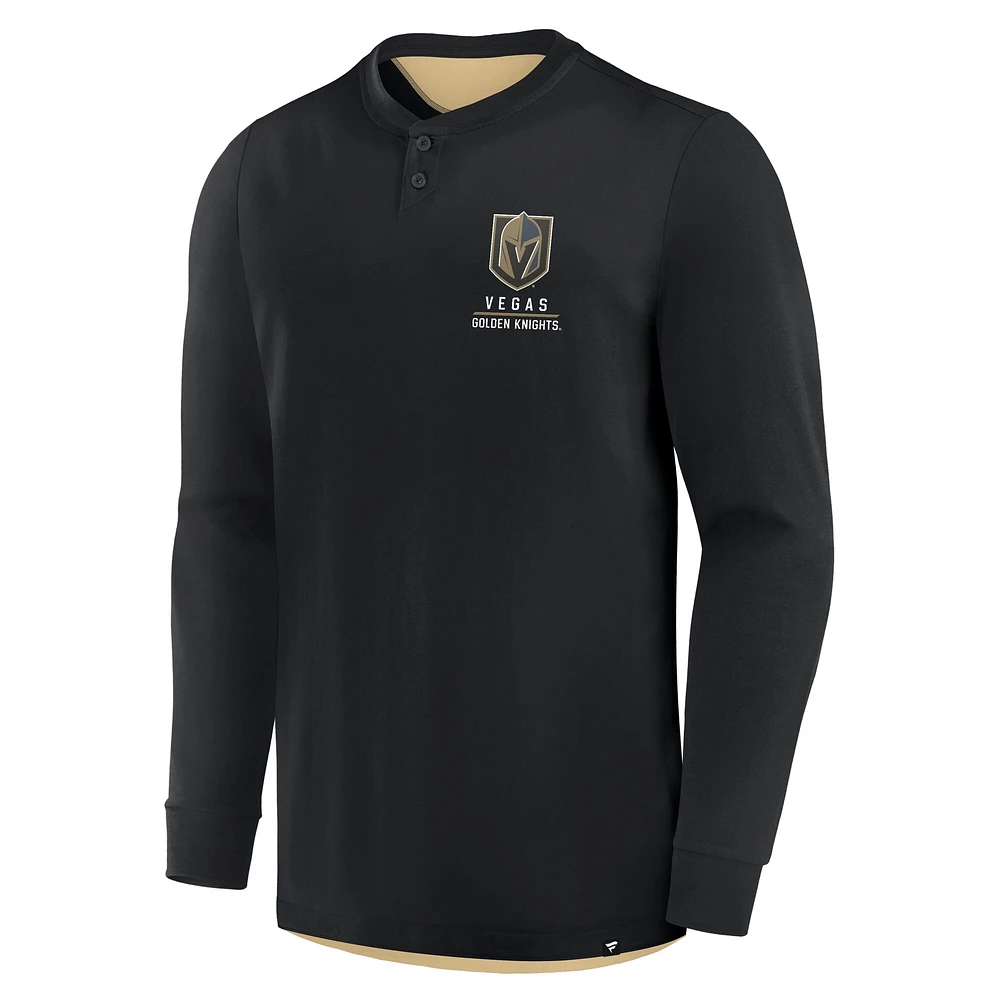 T-shirt Henley à manches longues Adrenaline Push des Golden Knights de Vegas Fanatics pour homme