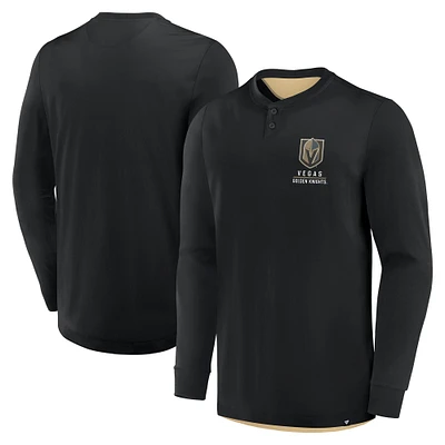 T-shirt Henley à manches longues Adrenaline Push des Golden Knights de Vegas Fanatics pour homme