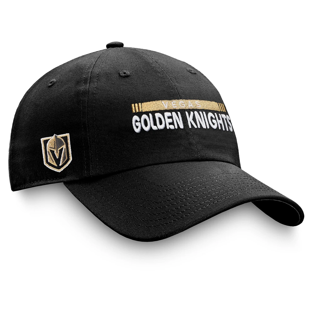 Casquette réglable authentique Pro Rink Fanatics Black Vegas Golden Knights pour hommes