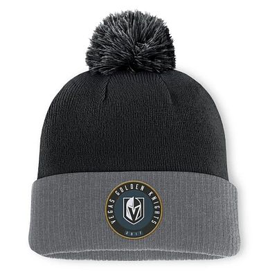 Bonnet en tricot à revers avec pompon Fanatics Black Vegas Golden Knights pour hommes