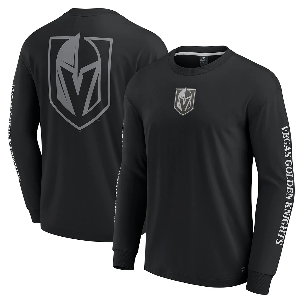 T-shirt à manches longues Fanatics Black Vegas Golden Knights Elements Strive pour hommes