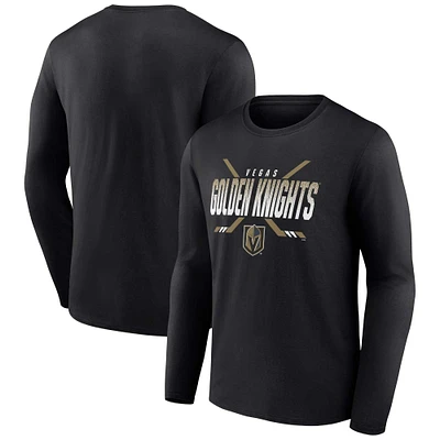 Embellissement des Golden Knights de Black Vegas Fanatics pour hommes - T-shirt à manches longues