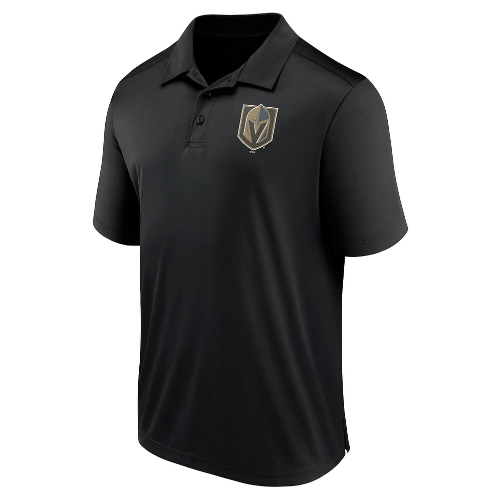 Polo noir Vegas Golden Knights Fanatics pour hommes, bloc latéral gauche