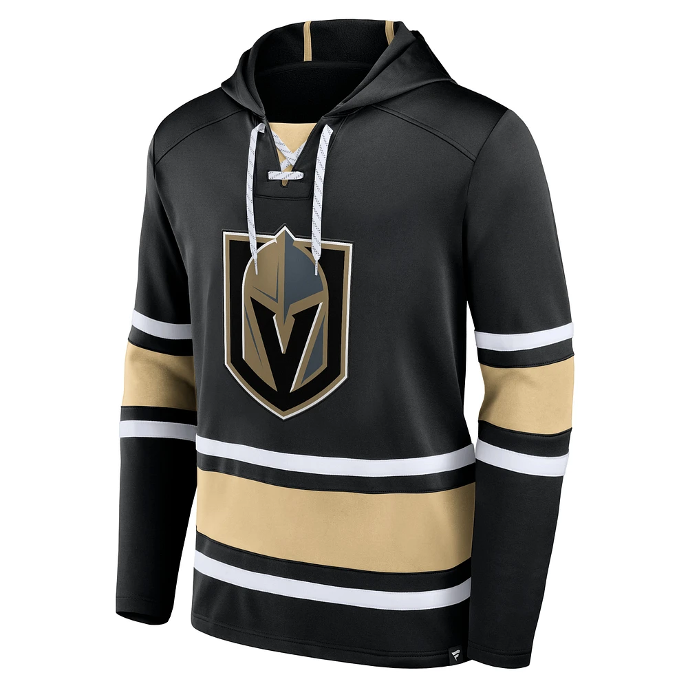 Men's Fanatics Black Vegas Golden Knights Puck Deep Lace-Up Pullover Hoodie