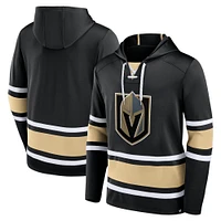 Men's Fanatics Black Vegas Golden Knights Puck Deep Lace-Up Pullover Hoodie