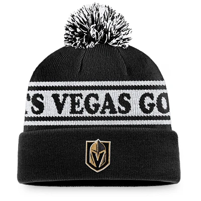 Bonnet en tricot à revers Fanatics Black Vegas Golden Knights Vintage Sport Resort pour hommes avec pompon