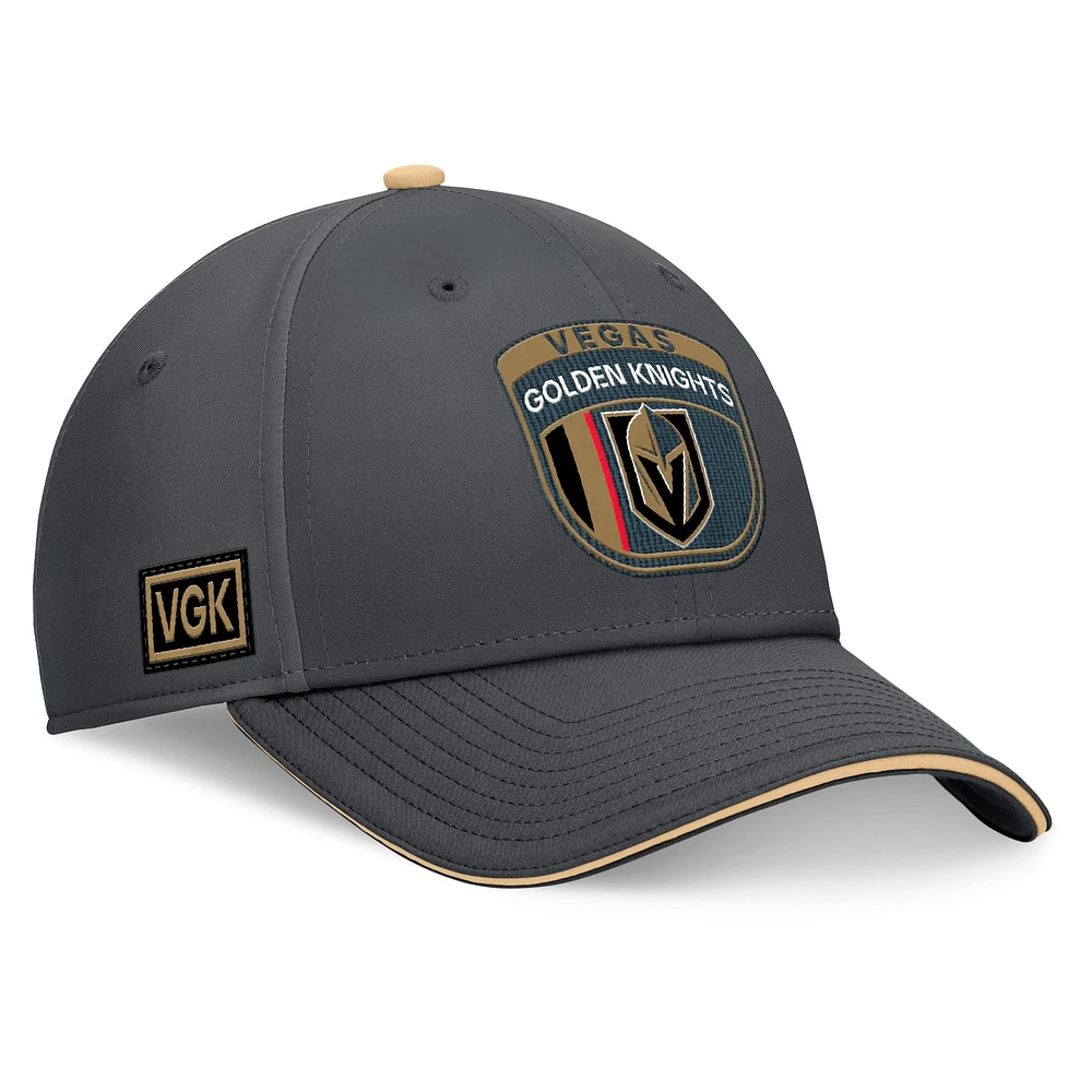 Casquette flexible de repêchage la LNH 2024 Vegas Fanatics Charcoal Golden Knights pour hommes