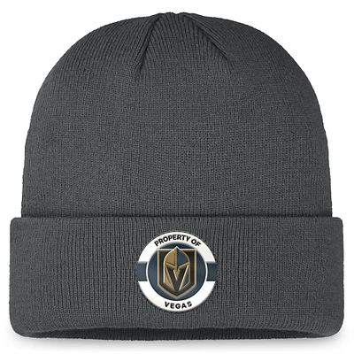 Bonnet en tricot à revers Authentic Pro Training Camp Fanatics Charcoal Vegas Golden Knights pour hommes