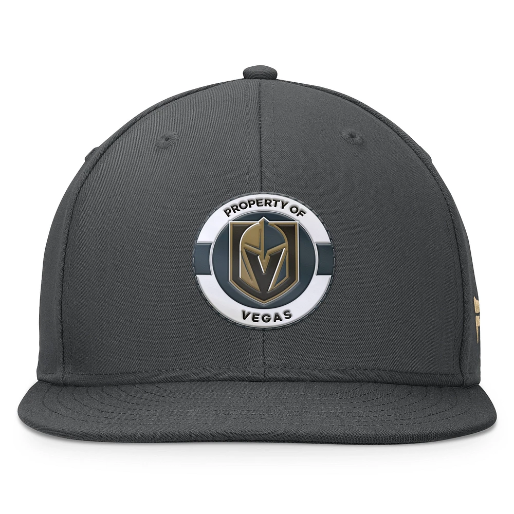 Casquette Snapback Authentic Pro Training Camp Fanatics Charcoal Vegas Golden Knights pour hommes