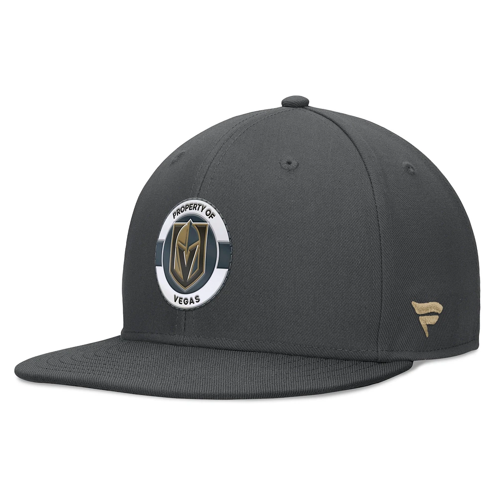 Casquette Snapback Authentic Pro Training Camp Fanatics Charcoal Vegas Golden Knights pour hommes