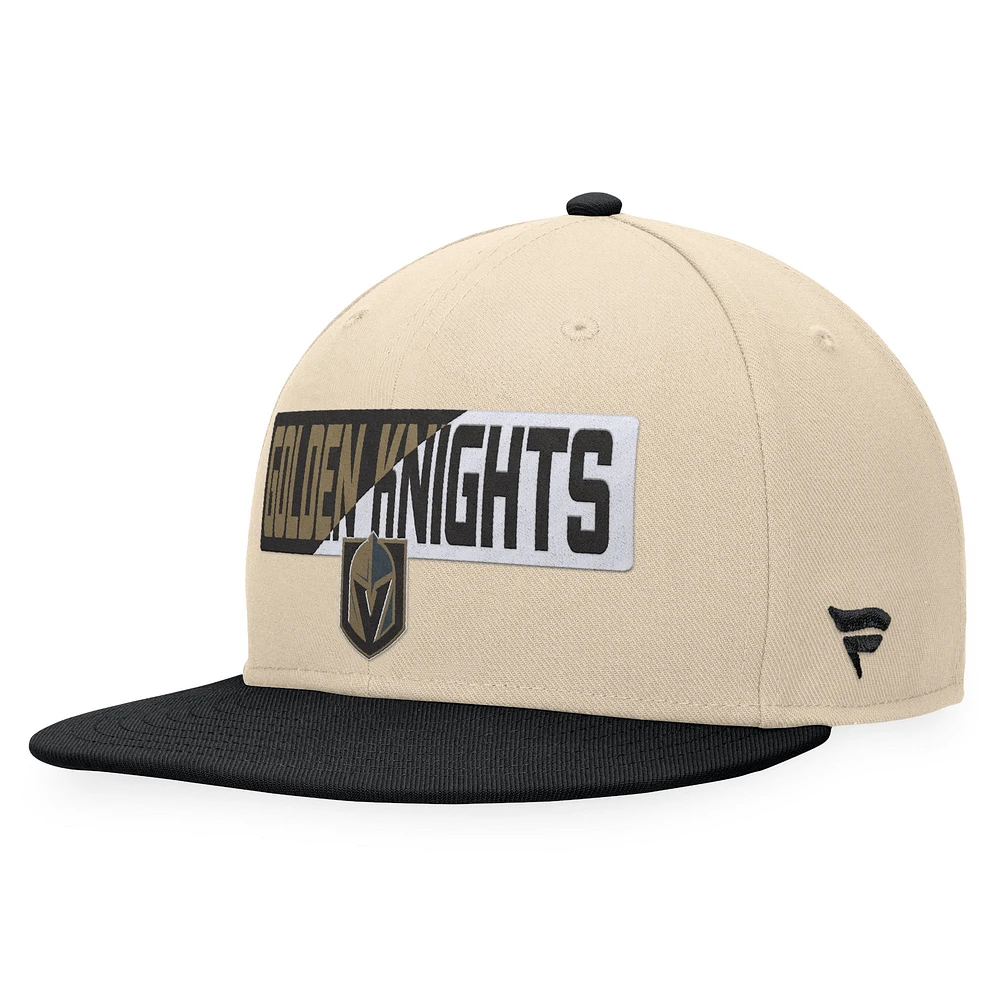 Casquette Snapback Goalaso Vegas Golden Knights Fanatics crème/noir pour hommes