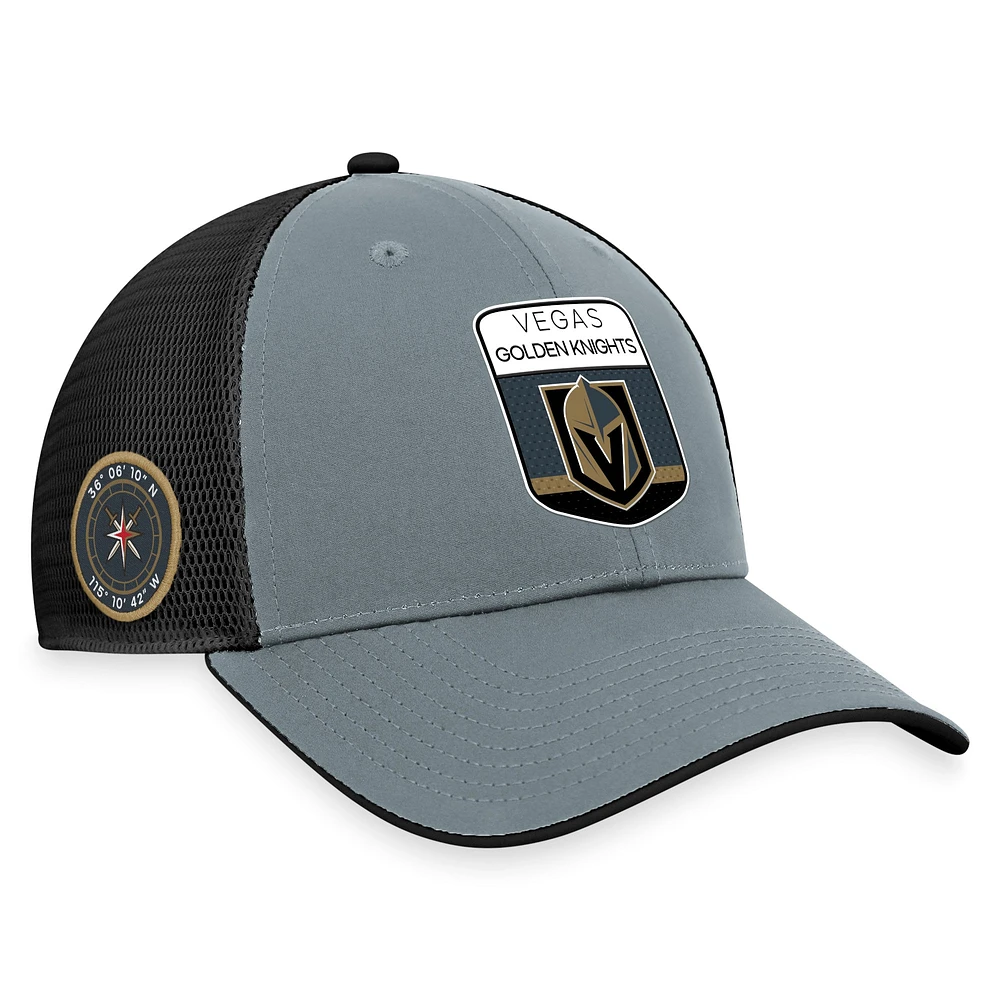 Casquette réglable Vegas Golden Knights Authentic Pro Home Ice Trucker Fanatics gris/noir pour hommes