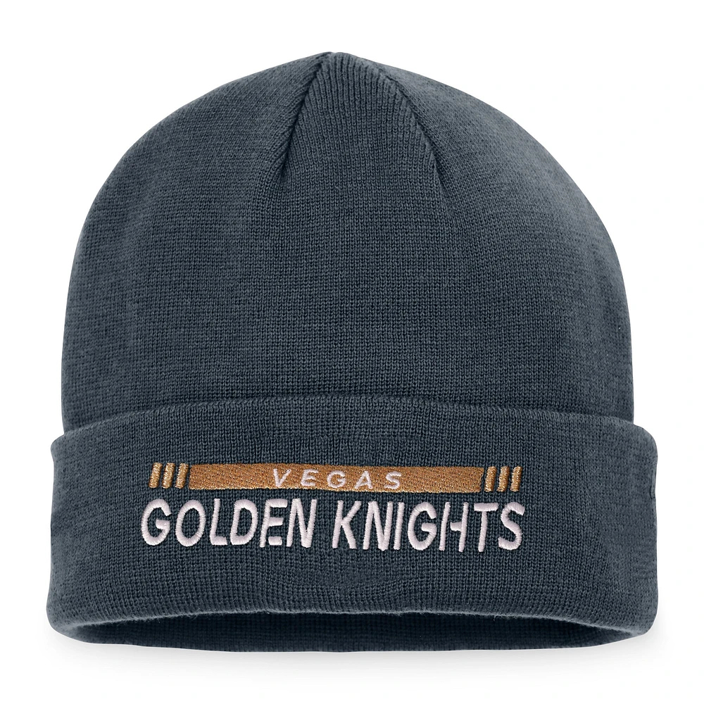 Fanatics pour hommes gris Vegas Golden Knights Repêchage 2022 de la LNH - Authentique bonnet en tricot à revers pour patinoire professionnelle