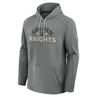 Men's Fanatics Gray Vegas Golden Knights 2025 Stanley Cup Playoffs Authentic Pro Rink Fly Fleece Pullover Hoodie