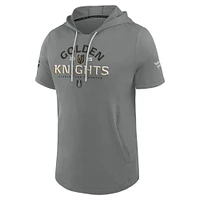 Men's Fanatics Gray Vegas Golden Knights 2025 Stanley Cup Playoffs Authentic Pro Road Performance Short Sleeve Pullover Hoodie