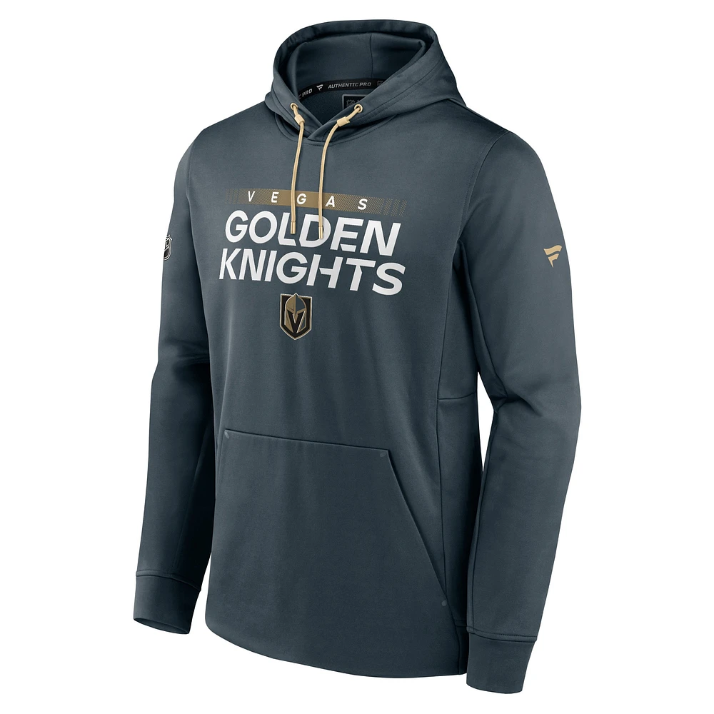 Men's Fanatics Gray Vegas Golden Knights Authentic Pro Performance - Pullover Hoodie