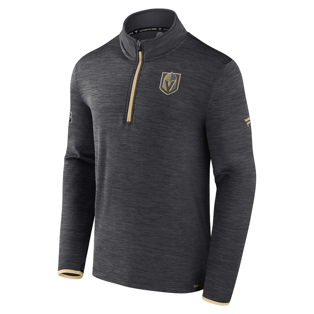 Haut à enfiler authentique Pro quart de zip Fanatics pour hommes, gris Vegas Golden Knights