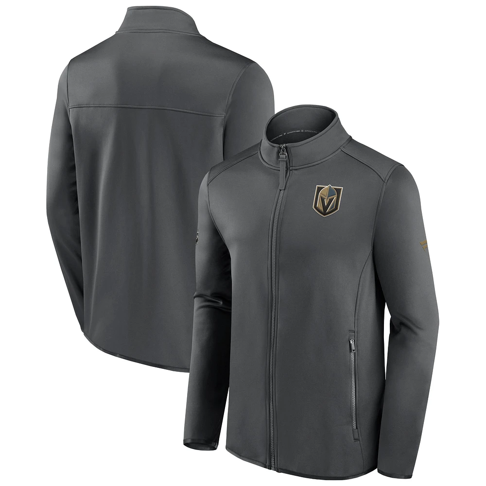 Veste polaire entièrement zippée Fanatics pour hommes, gris Vegas Golden Knights Authentic Pro Rink