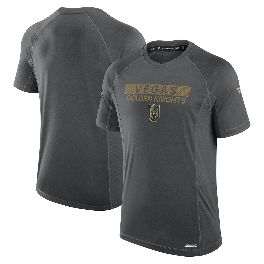 T-shirt technique authentique Pro Rink pour homme Fanatics gris Vegas Golden Knights