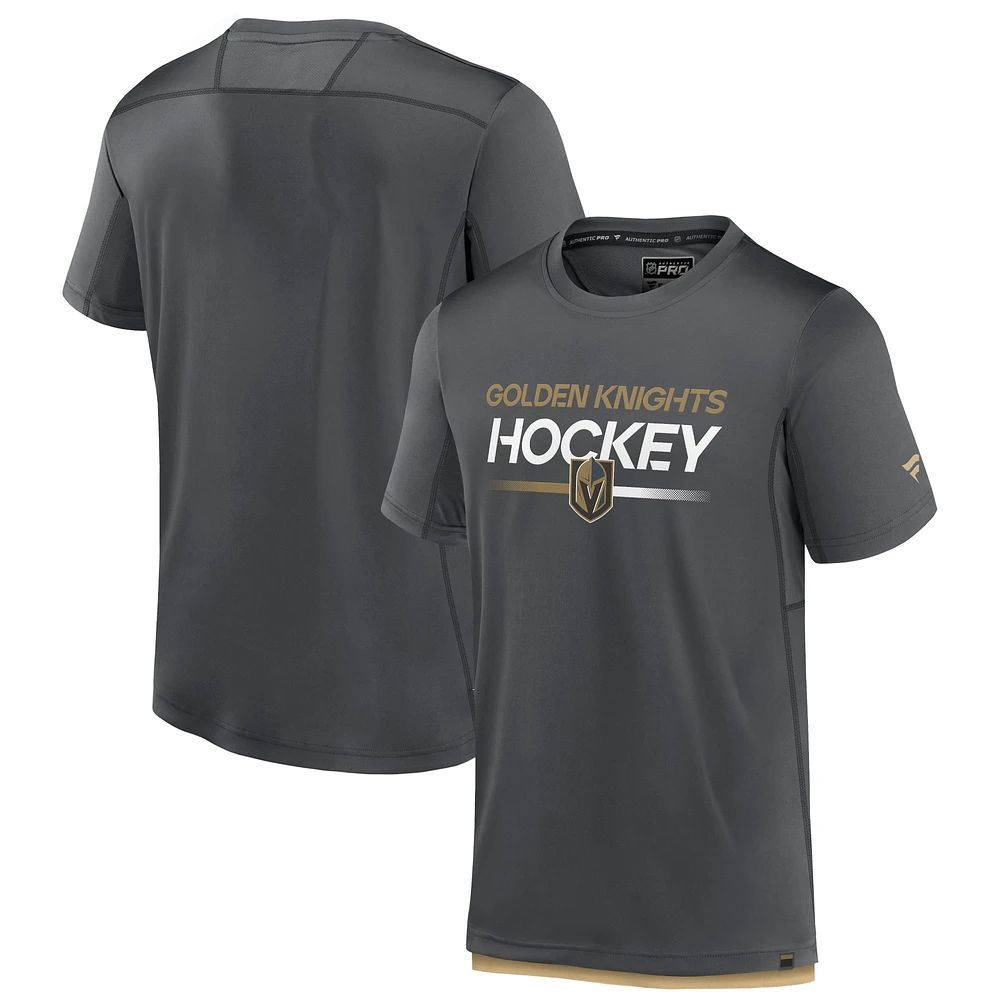 Men's Fanatics  Gray Vegas Golden Knights Authentic Pro Tech T-Shirt