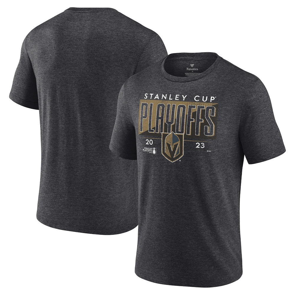 T-shirt tri-mélange Fanatics Heather Charcoal Vegas Golden Knights des séries éliminatoires de la Coupe Stanley 2023 pour hommes