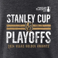 T-shirt tri-mélange à barre transversale des séries éliminatoires de la Coupe Stanley 2024 Vegas Fanatics Heather Charcoal pour hommes