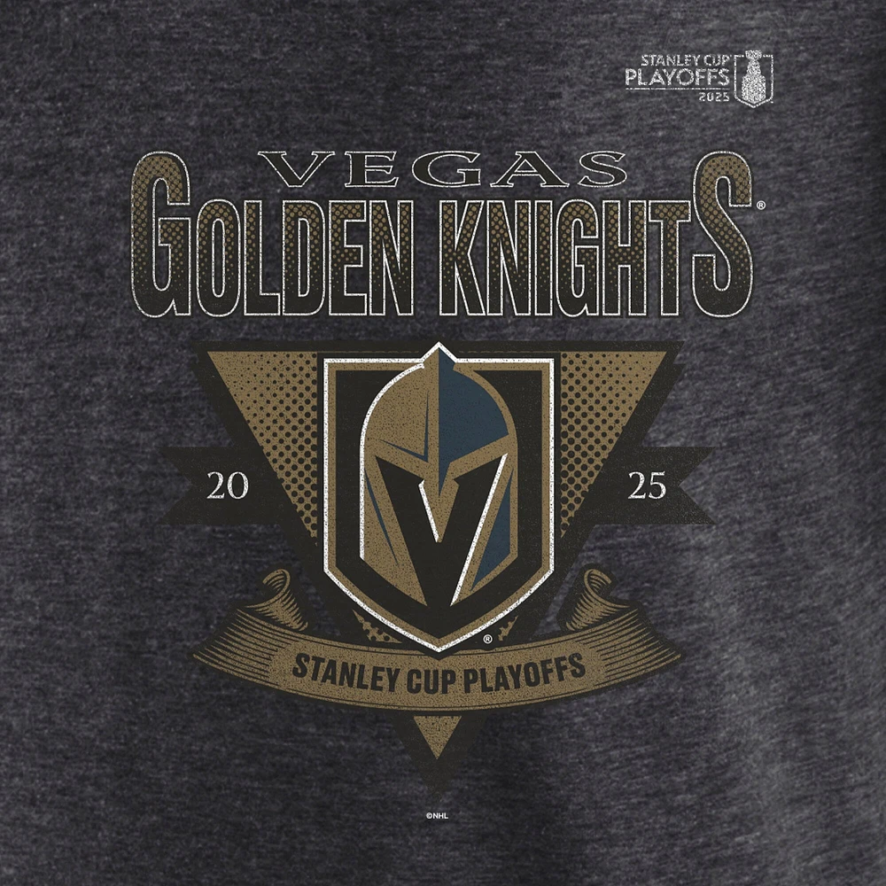 T-shirt tri-blend à barre transversale pour homme Fanatics Heather Charcoal des Golden Knights de Vegas, séries éliminatoires la Coupe Stanley 2025