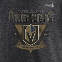 T-shirt tri-blend à barre transversale pour homme Fanatics Heather Charcoal des Golden Knights de Vegas, séries éliminatoires la Coupe Stanley 2025