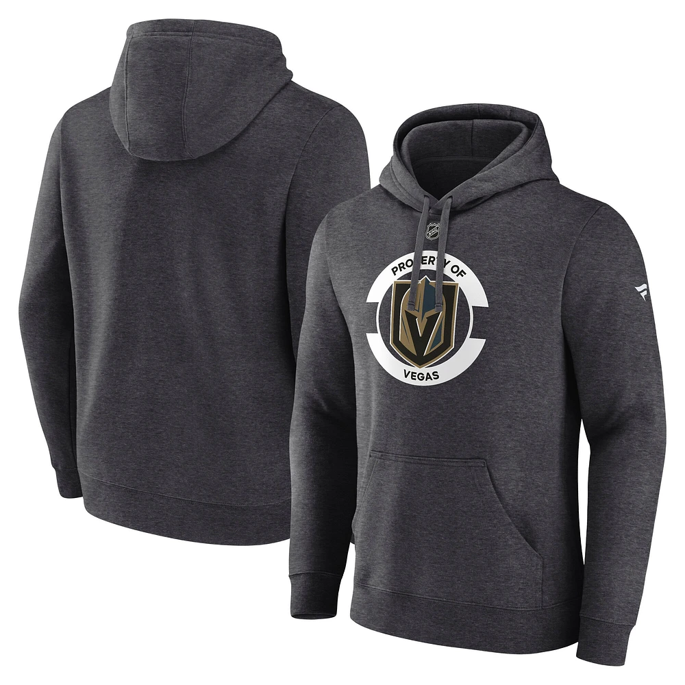 Men's Fanatics  Heather Charcoal Vegas Golden Knights Authentic Pro Core Secondary Fleece Pullover Hoodie