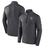 Men's Fanatics  Heather Charcoal Vegas Golden Knights Authentic Pro Lightweight Quarter-Zip Pullover