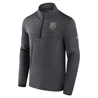 Men's Fanatics  Heather Charcoal Vegas Golden Knights Authentic Pro Lightweight Quarter-Zip Pullover