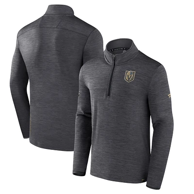 Men's Fanatics  Heather Charcoal Vegas Golden Knights Authentic Pro Lightweight Quarter-Zip Pullover