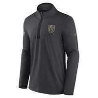 Men's Fanatics Heather Charcoal Vegas Golden Knights Authentic Pro Rink Quarter-Zip Jacket