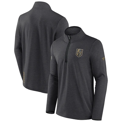 Men's Fanatics Heather Charcoal Vegas Golden Knights Authentic Pro Rink Quarter-Zip Jacket