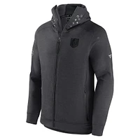 Men's Fanatics Heather Charcoal Vegas Golden Knights Authentic Pro Road Tech Lightweight Full-Zip Hoodie Jacket