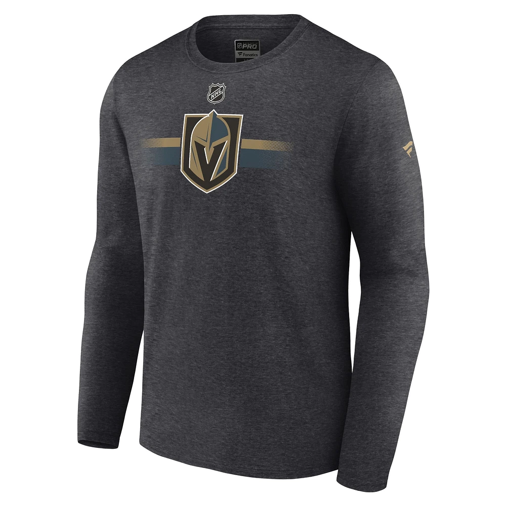 Men's Fanatics  Heather Charcoal Vegas Golden Knights Authentic Pro Secondary Long Sleeve T-Shirt