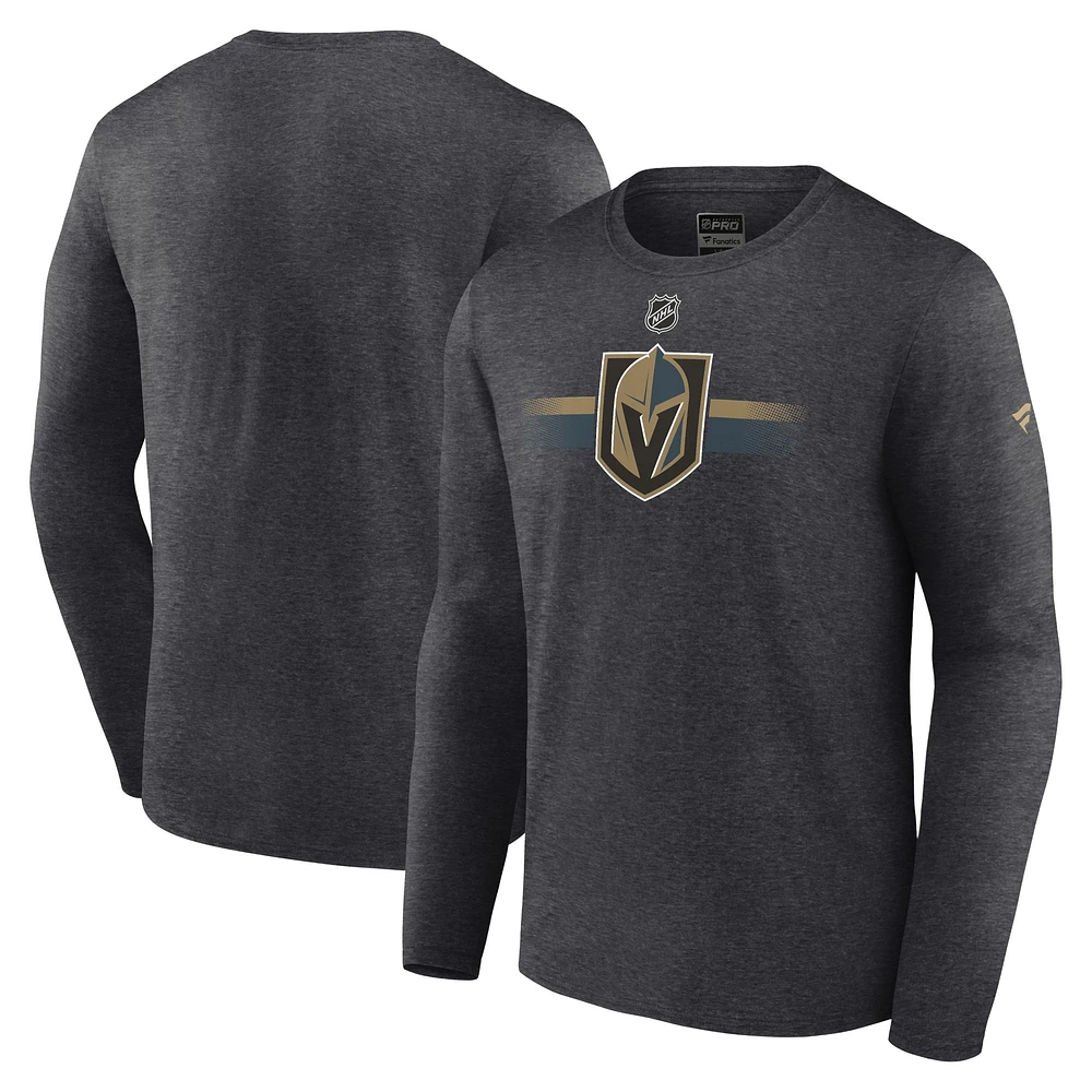 Men's Fanatics  Heather Charcoal Vegas Golden Knights Authentic Pro Secondary Long Sleeve T-Shirt