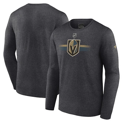 Men's Fanatics  Heather Charcoal Vegas Golden Knights Authentic Pro Secondary Long Sleeve T-Shirt