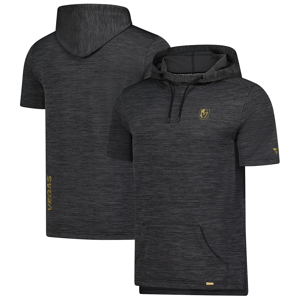 Men's Fanatics  Heather Charcoal Vegas Golden Knights Authentic Pro Short Sleeve Pullover Hoodie