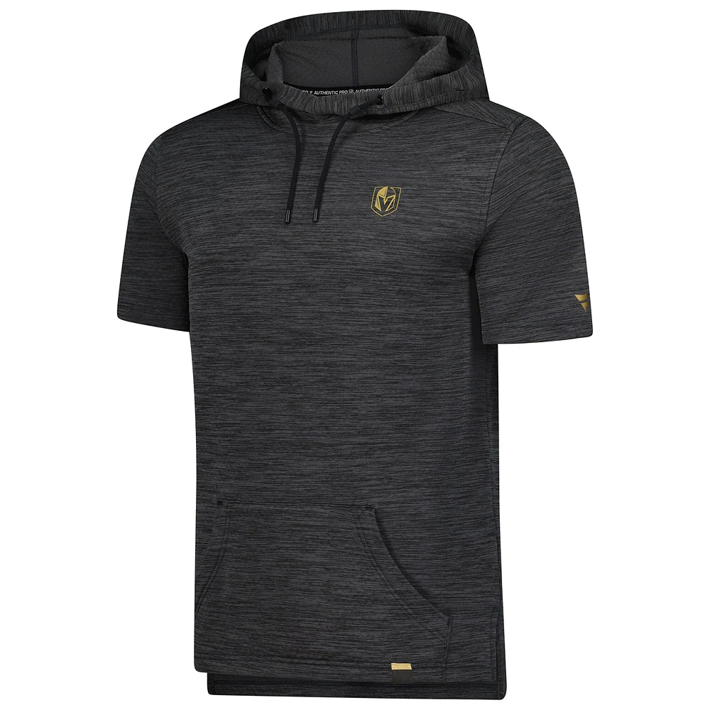 Men's Fanatics  Heather Charcoal Vegas Golden Knights Authentic Pro Short Sleeve Pullover Hoodie