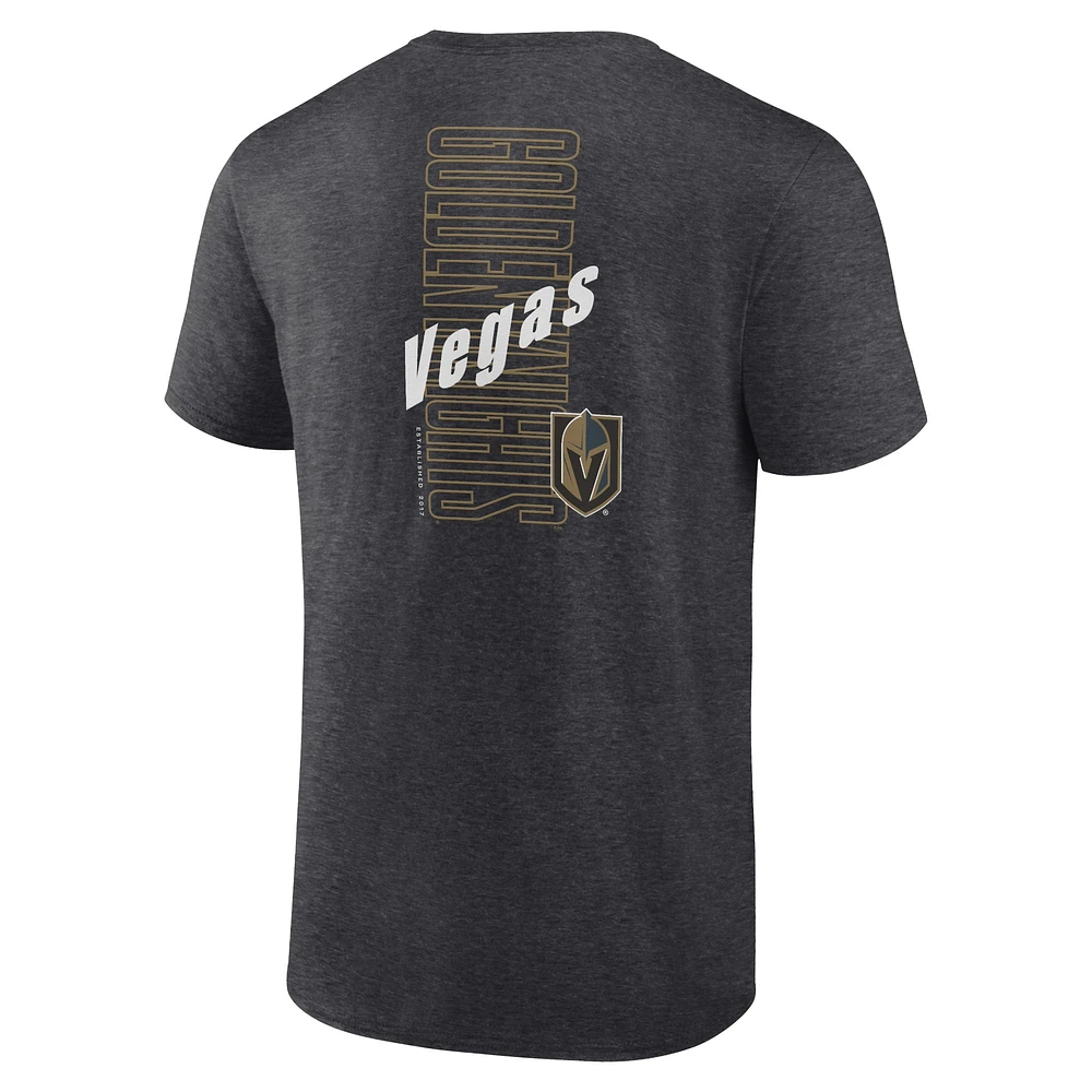 T-shirt Backbone Fanatics Heather Charcoal Vegas Golden Knights pour hommes